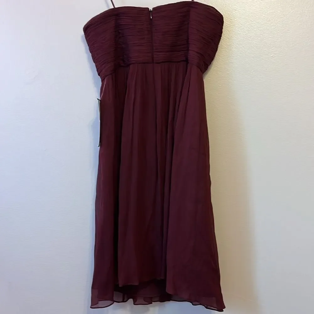 J Crew Women's Nadia Silk Chiffon Dress Cocktail Party Wedding Burgundy Sz 6 NWT - Picture 6 of 15